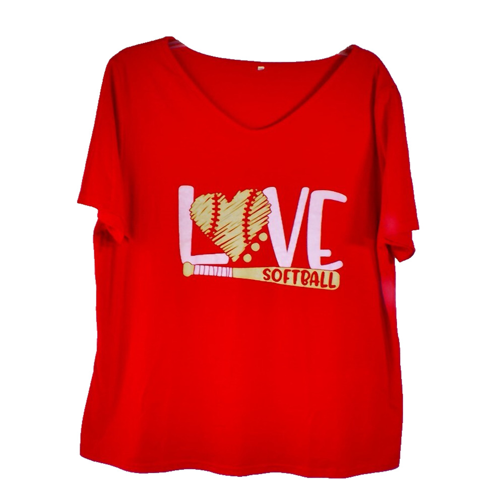 Love Softball T shirt Women's Size 3XL Red